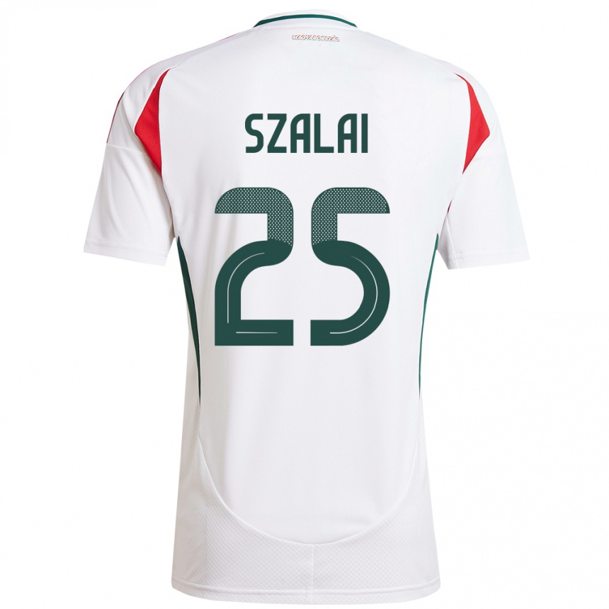 Vyrai Vengrija Gábor Szalai #25 Baltas Išvykos Marškinėliai 24-26 T-Shirt