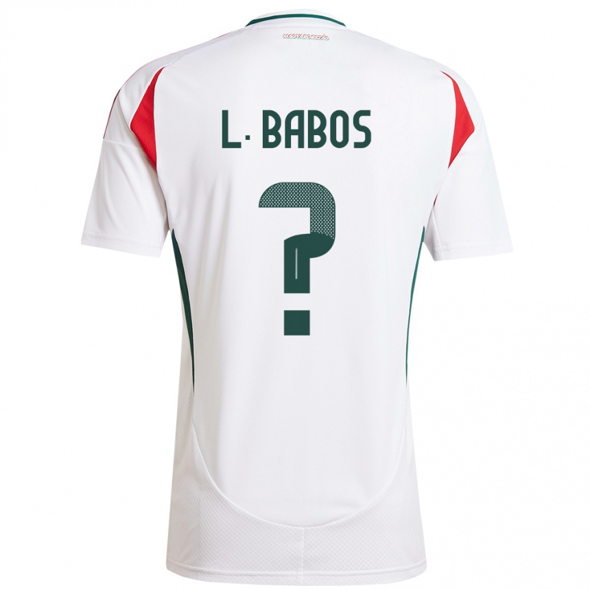Vyrai Vengrija Levente Babós #0 Baltas Išvykos Marškinėliai 24-26 T-Shirt