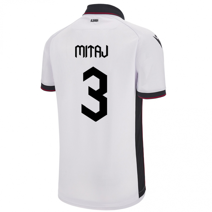 Vyrai Albanija Mario Mitaj #3 Baltas Išvykos Marškinėliai 24-26 T-Shirt