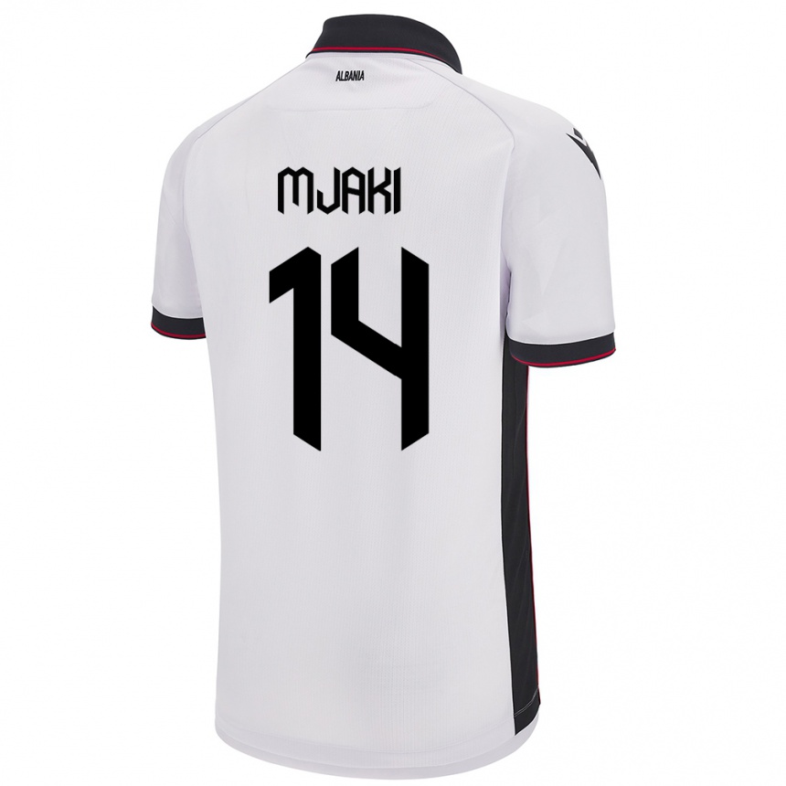 Vyrai Albanija Agan Mjaki #14 Baltas Išvykos Marškinėliai 24-26 T-Shirt