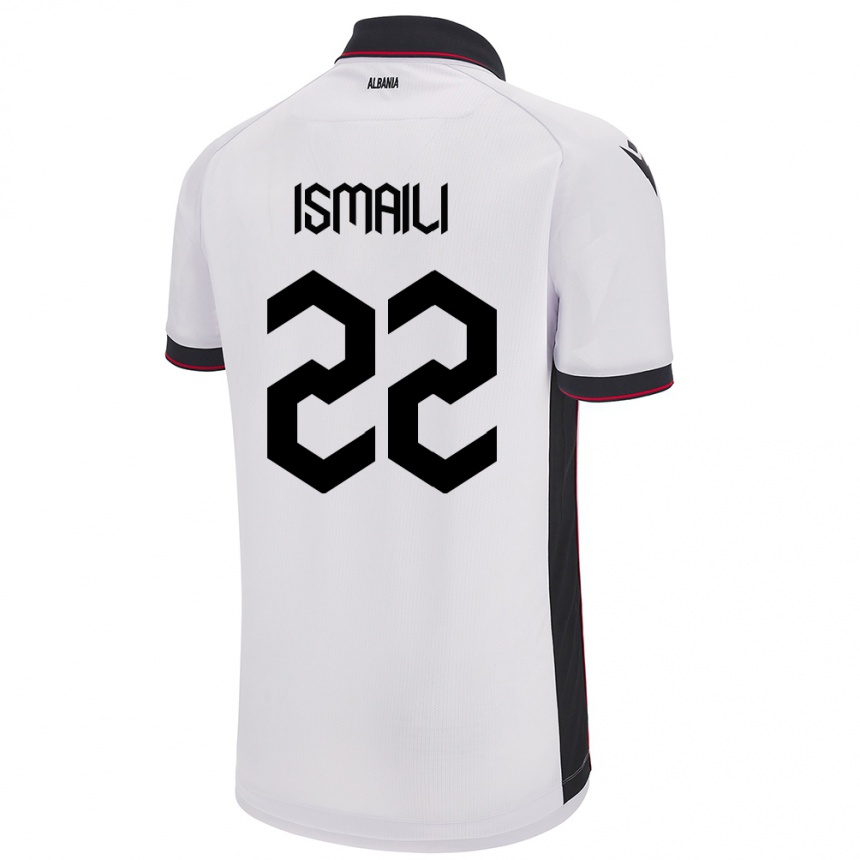 Vyrai Albanija Ysni Ismaili #22 Baltas Išvykos Marškinėliai 24-26 T-Shirt