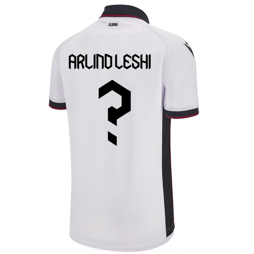 Vyrai Albanija Arlind Leshi #0 Baltas Išvykos Marškinėliai 24-26 T-Shirt