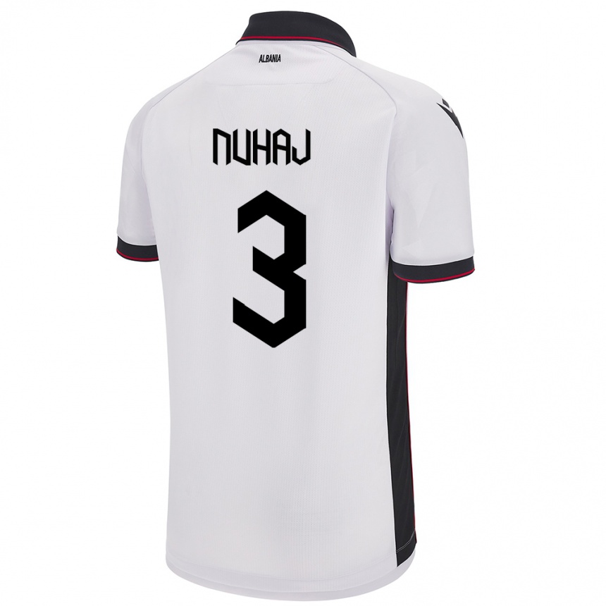 Vyrai Albanija Fabjano Nuhaj #3 Baltas Išvykos Marškinėliai 24-26 T-Shirt