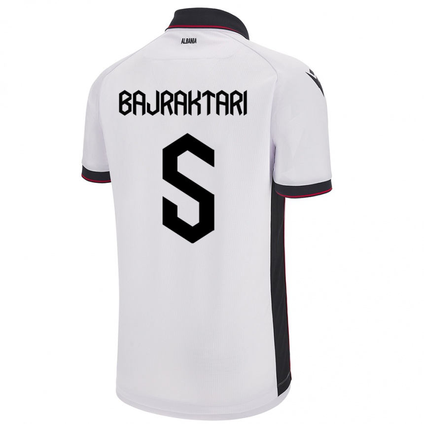 Vyrai Albanija Arbiona Bajraktari #5 Baltas Išvykos Marškinėliai 24-26 T-Shirt