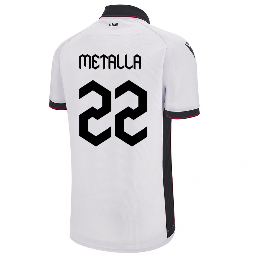 Vyrai Albanija Mikaela Metalla #22 Baltas Išvykos Marškinėliai 24-26 T-Shirt