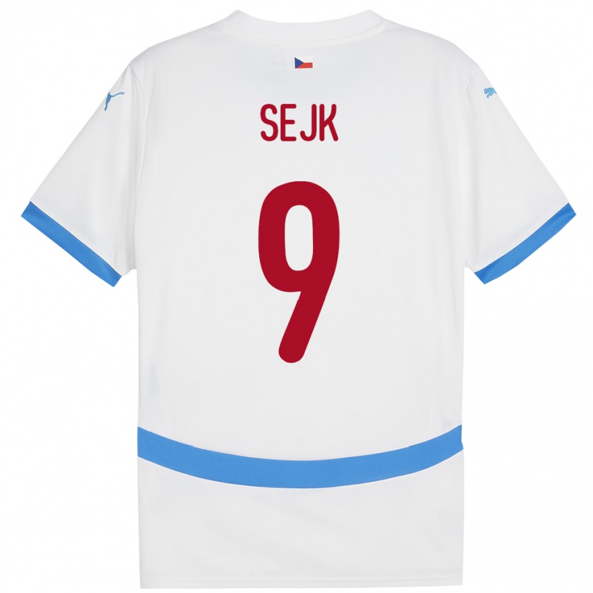 Vyrai Čekija Vaclav Sejk #9 Baltas Išvykos Marškinėliai 24-26 T-Shirt