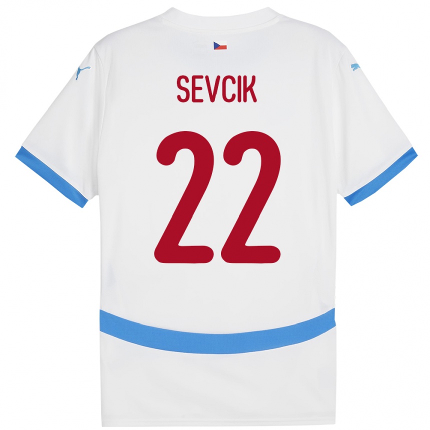 Vyrai Čekija Michal Sevcik #22 Baltas Išvykos Marškinėliai 24-26 T-Shirt