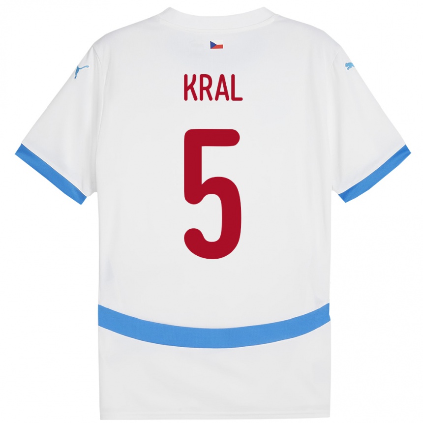 Vyrai Čekija Tomas Kral #5 Baltas Išvykos Marškinėliai 24-26 T-Shirt