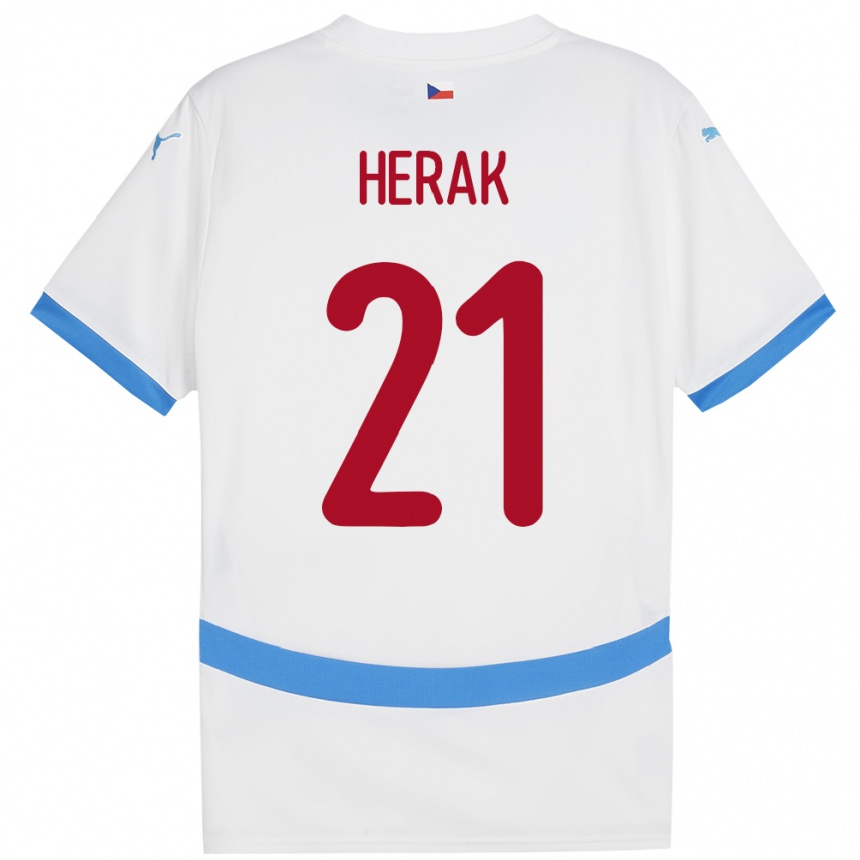 Vyrai Čekija Frantisek Herak #21 Baltas Išvykos Marškinėliai 24-26 T-Shirt