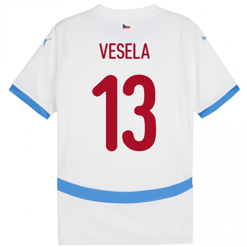 Vyrai Čekija Denisa Veselá #13 Baltas Išvykos Marškinėliai 24-26 T-Shirt