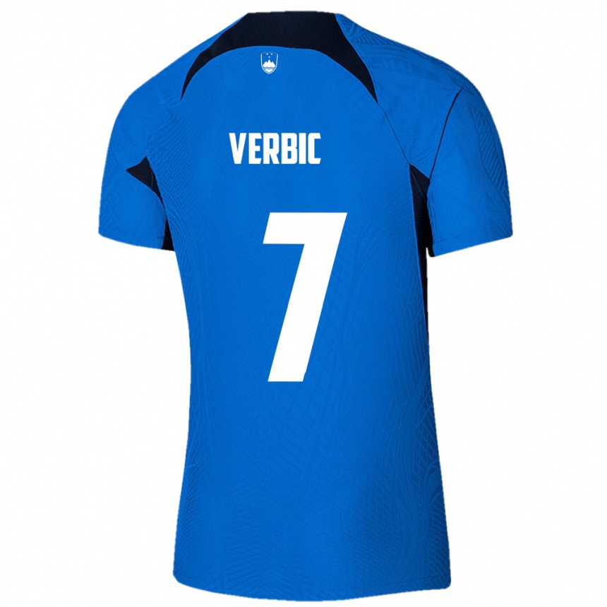 Vyrai Slovėnija Benjamin Verbic #7 Mėlyna Išvykos Marškinėliai 24-26 T-Shirt