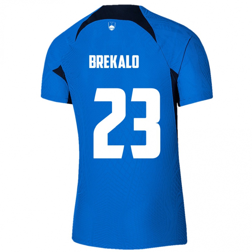Vyrai Slovėnija David Brekalo #23 Mėlyna Išvykos Marškinėliai 24-26 T-Shirt