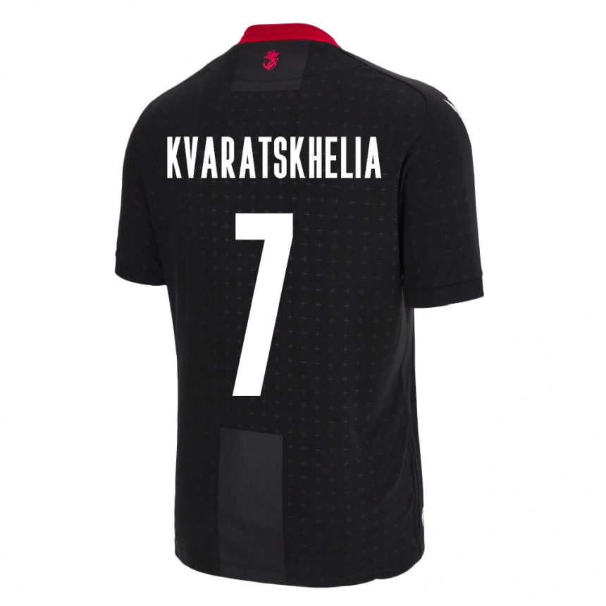 Vyrai Sakartvelas Khvicha Kvaratskhelia #7 Juoda Išvykos Marškinėliai 24-26 T-Shirt