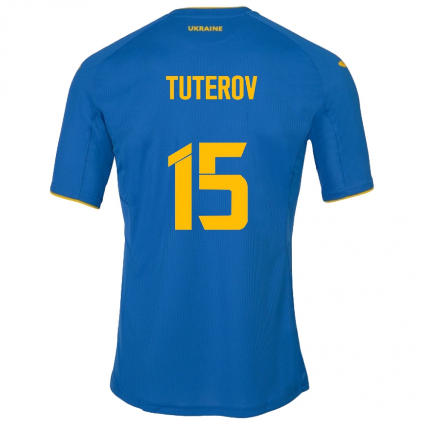 Vyrai Ukraina Timur Tuterov #15 Mėlyna Išvykos Marškinėliai 24-26 T-Shirt