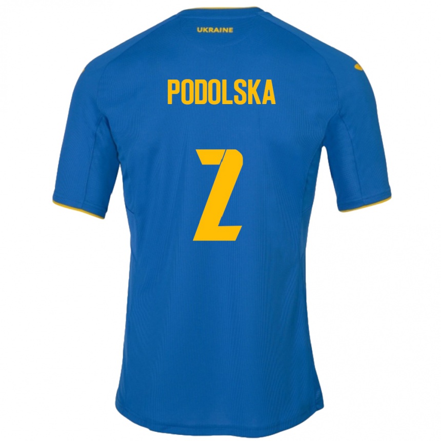 Vyrai Ukraina Iryna Podolska #2 Mėlyna Išvykos Marškinėliai 24-26 T-Shirt