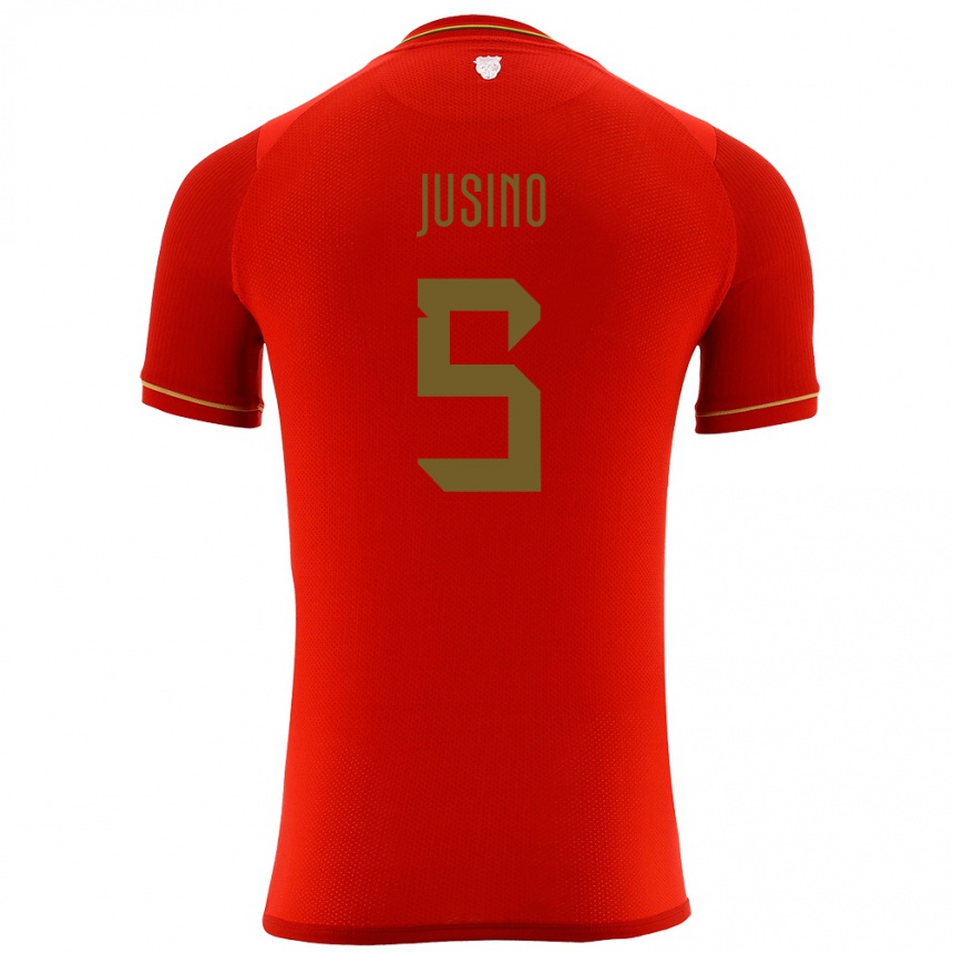 Vyrai Bolivija Adrián Jusino #5 Raudona Išvykos Marškinėliai 24-26 T-Shirt