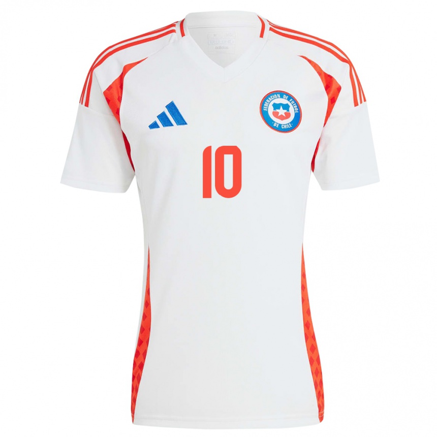 Vyrai Čilė Alexis Sánchez #10 Baltas Išvykos Marškinėliai 24-26 T-Shirt