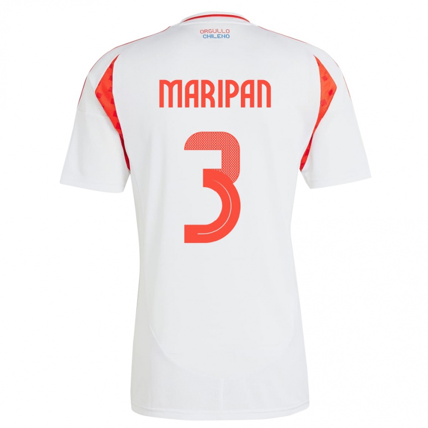 Vyrai Čilė Guillermo Maripán #3 Baltas Išvykos Marškinėliai 24-26 T-Shirt