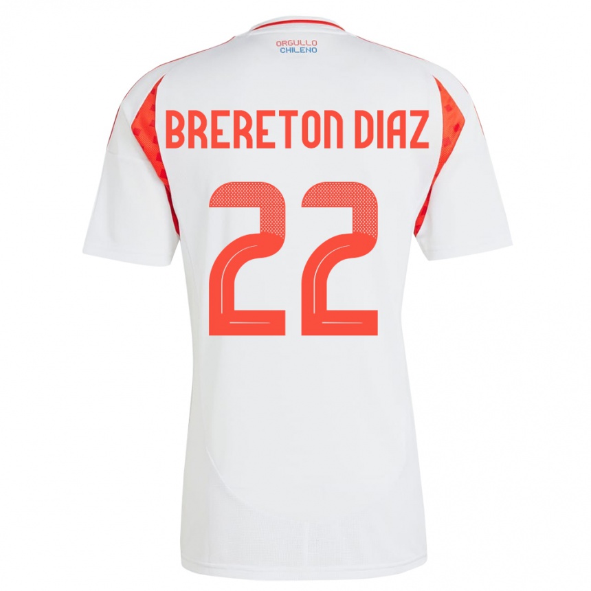 Vyrai Čilė Ben Brereton Díaz #22 Baltas Išvykos Marškinėliai 24-26 T-Shirt