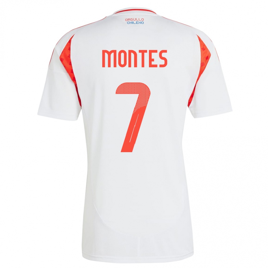 Vyrai Čilė Clemente Montes #7 Baltas Išvykos Marškinėliai 24-26 T-Shirt