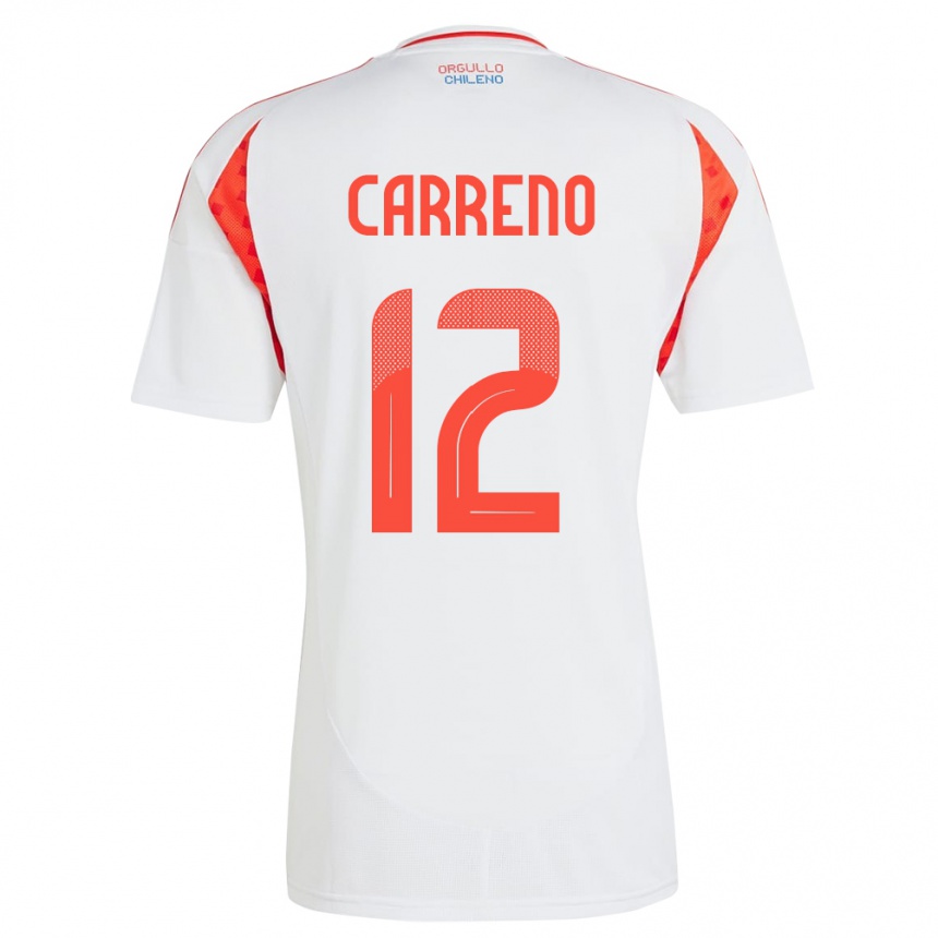 Vyrai Čilė Diego Carreño #12 Baltas Išvykos Marškinėliai 24-26 T-Shirt