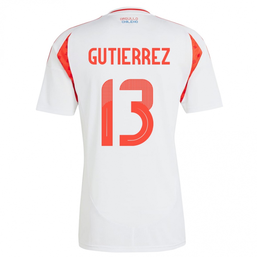 Vyrai Čilė Daniel Gutiérrez #13 Baltas Išvykos Marškinėliai 24-26 T-Shirt