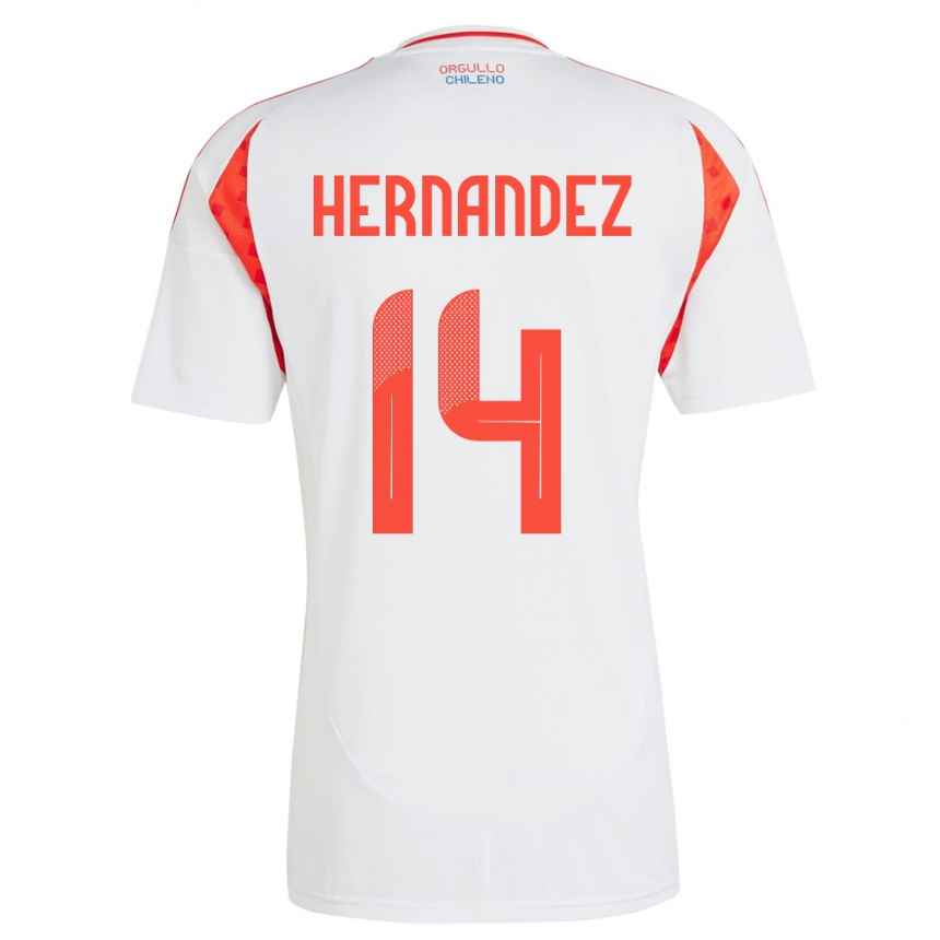 Vyrai Čilė Leandro Hernández #14 Baltas Išvykos Marškinėliai 24-26 T-Shirt