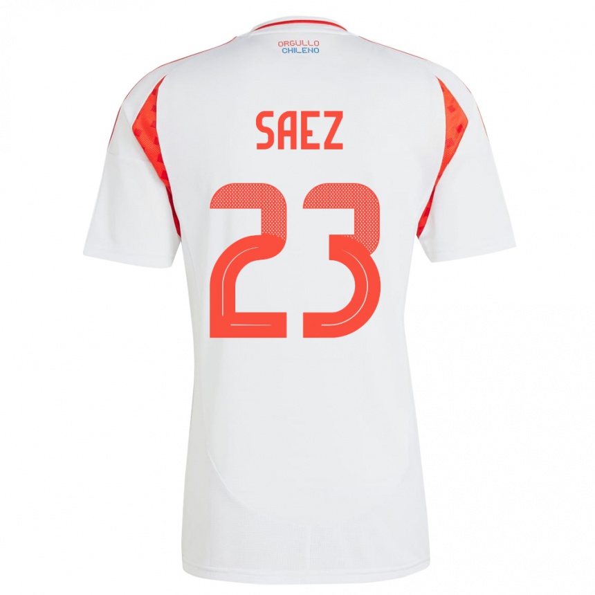 Vyrai Čilė Ignacio Sáez #23 Baltas Išvykos Marškinėliai 24-26 T-Shirt