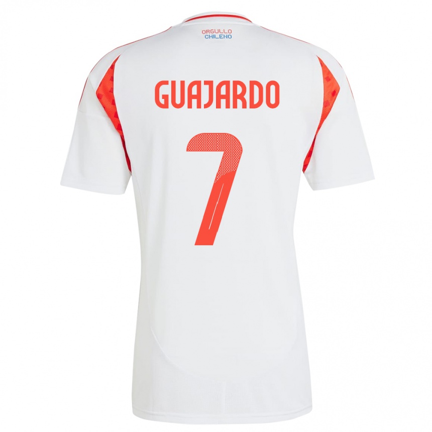 Vyrai Čilė Paolo Guajardo #7 Baltas Išvykos Marškinėliai 24-26 T-Shirt