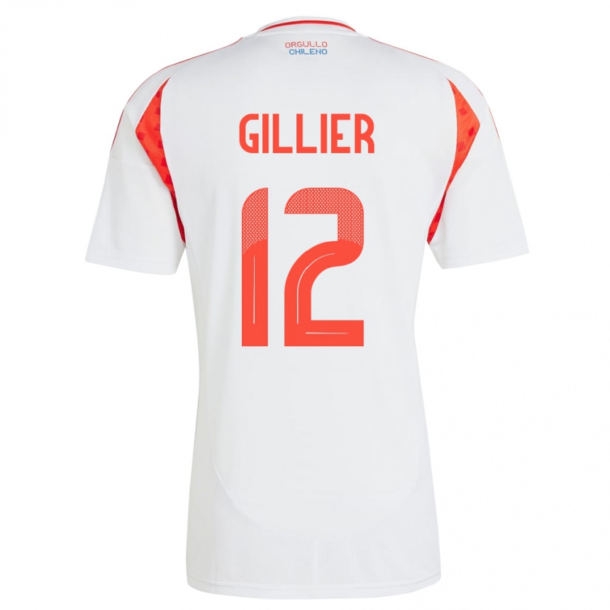 Vyrai Čilė Thomas Gillier #12 Baltas Išvykos Marškinėliai 24-26 T-Shirt