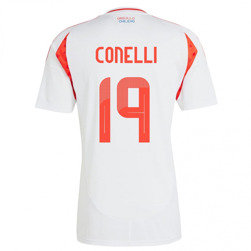 Vyrai Čilė Vicente Conelli #19 Baltas Išvykos Marškinėliai 24-26 T-Shirt