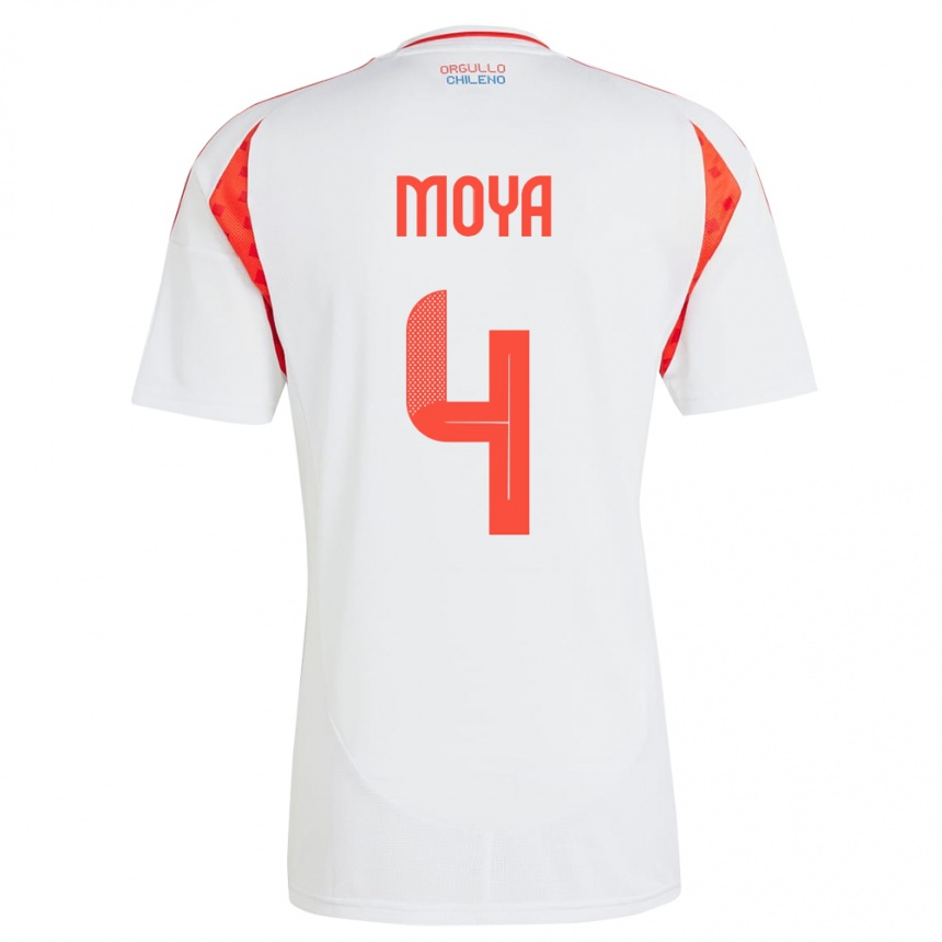 Vyrai Čilė Matías Moya #4 Baltas Išvykos Marškinėliai 24-26 T-Shirt