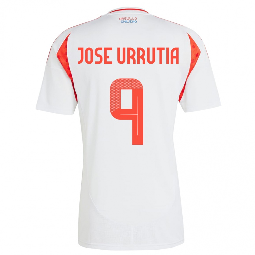 Vyrai Čilė María José Urrutia #9 Baltas Išvykos Marškinėliai 24-26 T-Shirt