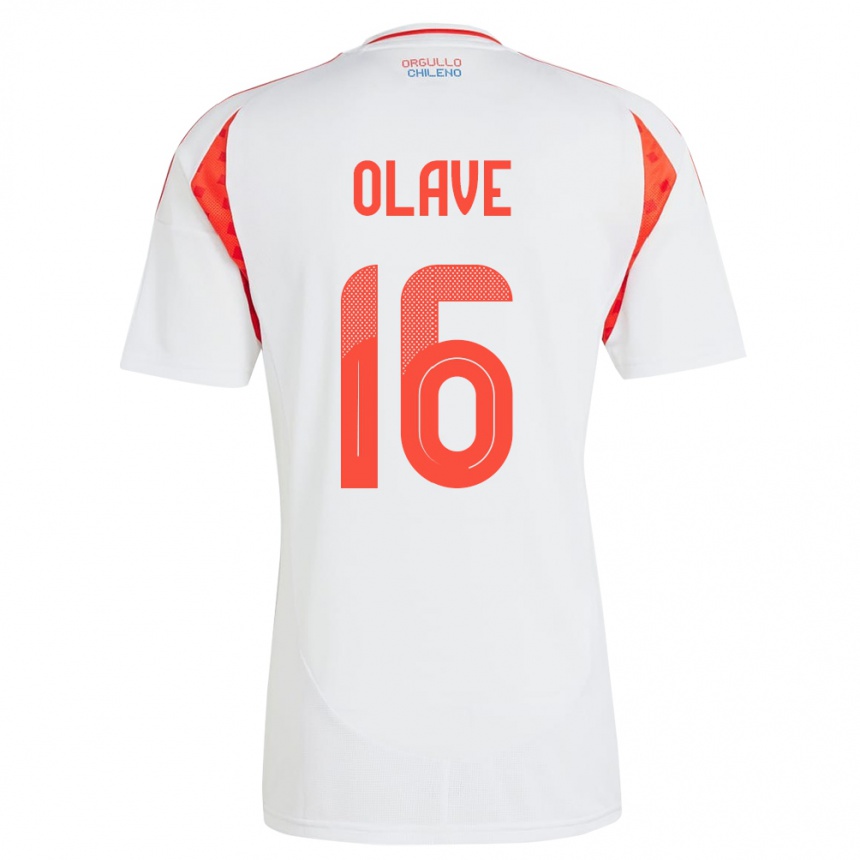 Vyrai Čilė Isidora Olave #16 Baltas Išvykos Marškinėliai 24-26 T-Shirt