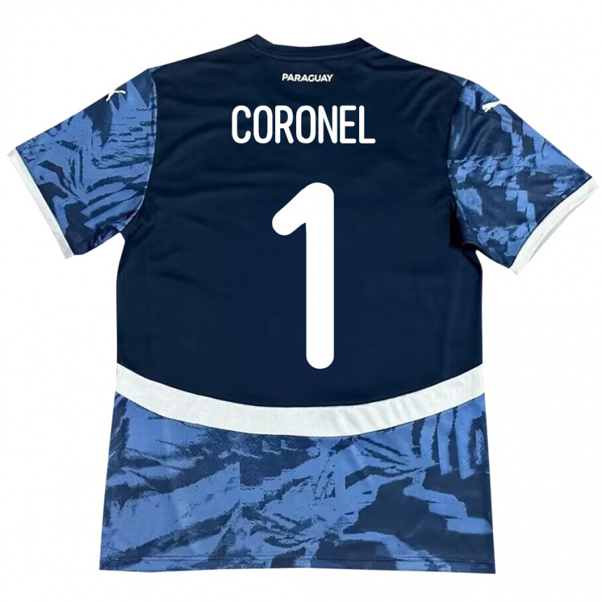 Vyrai Paragvajus Carlos Coronel #1 Mėlyna Išvykos Marškinėliai 24-26 T-Shirt