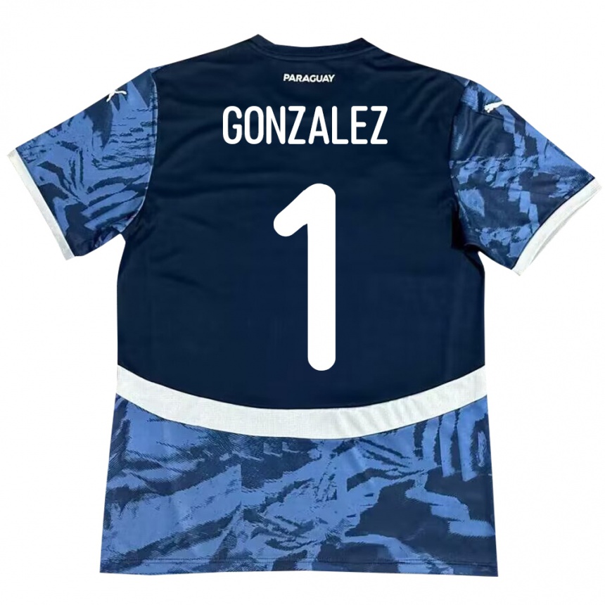 Vyrai Paragvajus Ángel González #1 Mėlyna Išvykos Marškinėliai 24-26 T-Shirt