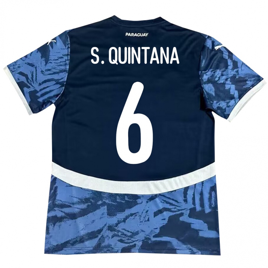 Vyrai Paragvajus Sebastián Quintana #6 Mėlyna Išvykos Marškinėliai 24-26 T-Shirt