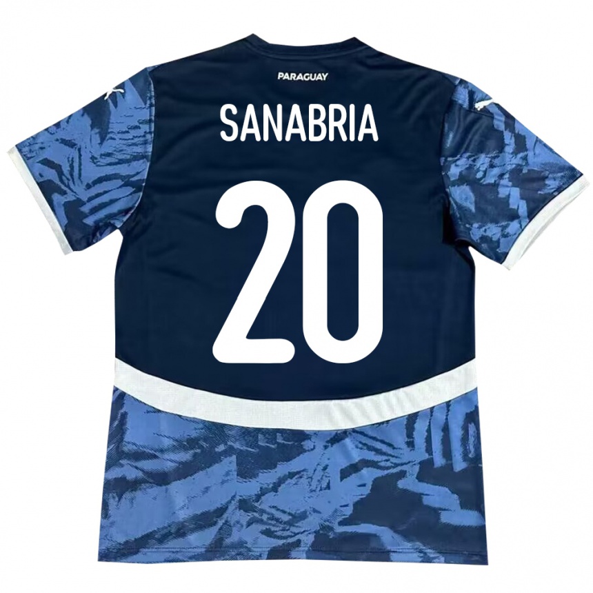 Vyrai Paragvajus Tobías Sanabria #20 Mėlyna Išvykos Marškinėliai 24-26 T-Shirt