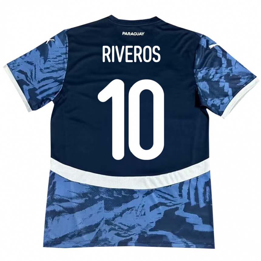 Vyrai Paragvajus Paulo Riveros #10 Mėlyna Išvykos Marškinėliai 24-26 T-Shirt
