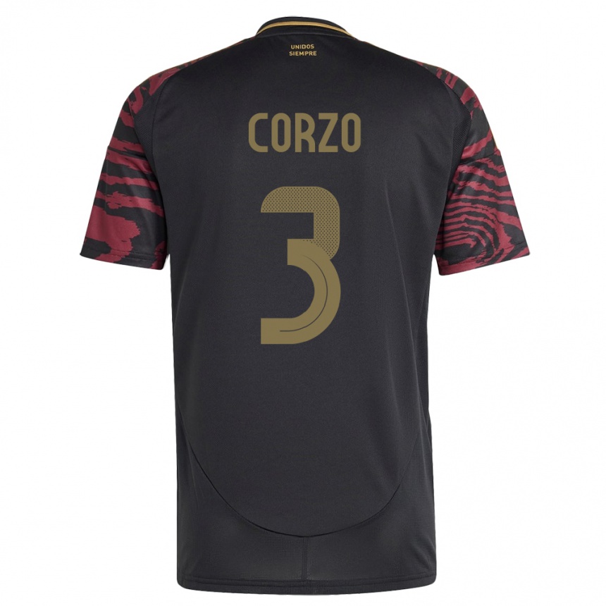 Vyrai Peru Aldo Corzo #3 Juoda Išvykos Marškinėliai 24-26 T-Shirt