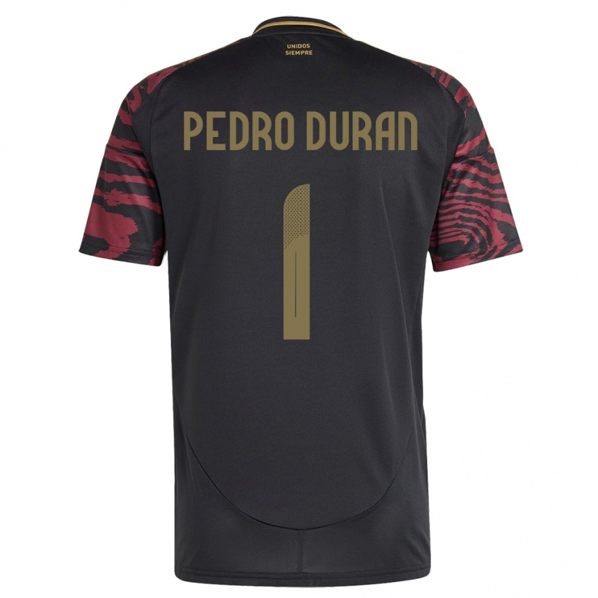 Vyrai Peru Juan Pedro Durán #1 Juoda Išvykos Marškinėliai 24-26 T-Shirt