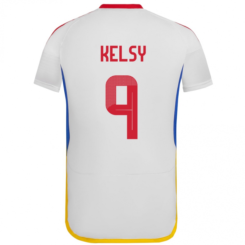 Vyrai Venesuela Kevin Kelsy #9 Baltas Išvykos Marškinėliai 24-26 T-Shirt