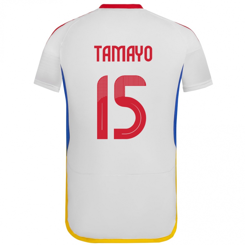 Vyrai Venesuela Bianneider Tamayo #15 Baltas Išvykos Marškinėliai 24-26 T-Shirt