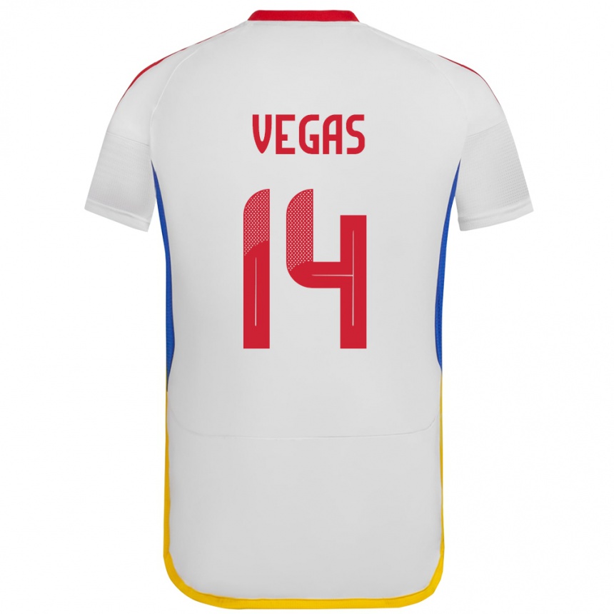 Vyrai Venesuela Miguel Vegas #14 Baltas Išvykos Marškinėliai 24-26 T-Shirt