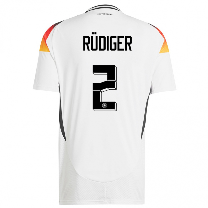 Moteriškas Vokietija Antonio Rudiger #2 Baltas Namų Marškinėliai 24-26 T-Shirt