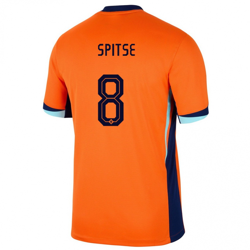 Moteriškas Olandija Sherida Spitse #8 Oranžinė Namų Marškinėliai 24-26 T-Shirt