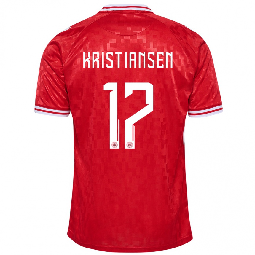 Moteriškas Danija Victor Kristiansen #17 Raudona Namų Marškinėliai 24-26 T-Shirt