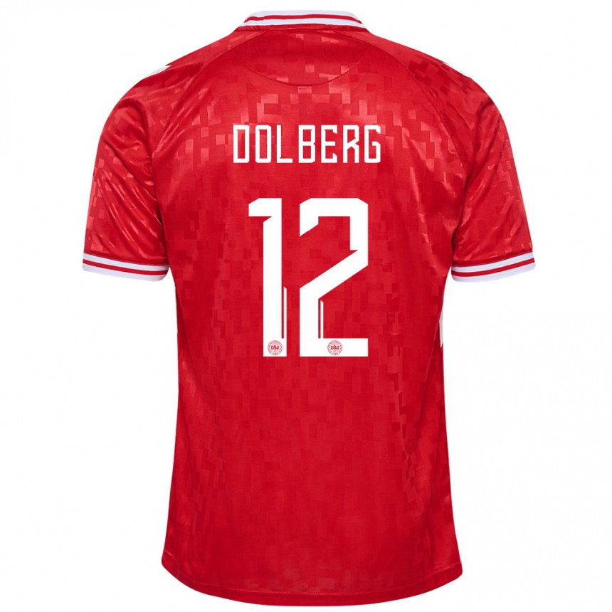 Moteriškas Danija Kasper Dolberg #12 Raudona Namų Marškinėliai 24-26 T-Shirt