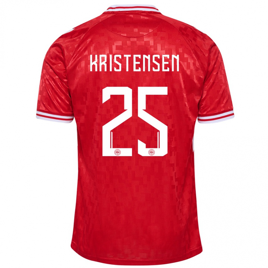 Moteriškas Danija Rasmus Kristensen #25 Raudona Namų Marškinėliai 24-26 T-Shirt