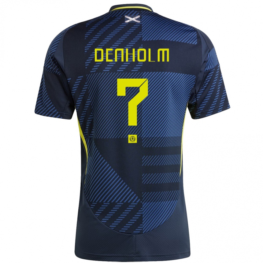 Moteriškas Škotija Aidan Denholm #0 Tamsiai Mėlyna Namų Marškinėliai 24-26 T-Shirt
